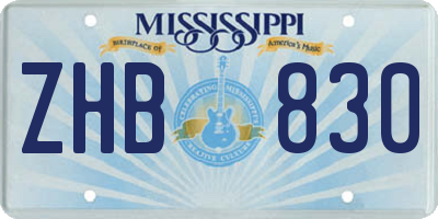 MS license plate ZHB830