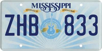 MS license plate ZHB833