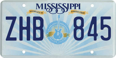 MS license plate ZHB845