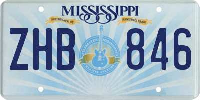 MS license plate ZHB846