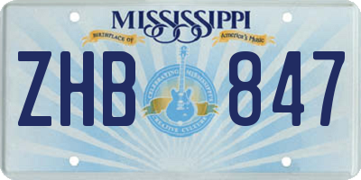 MS license plate ZHB847