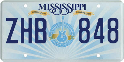 MS license plate ZHB848