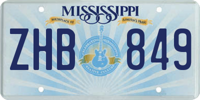 MS license plate ZHB849