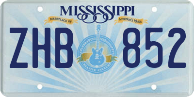 MS license plate ZHB852
