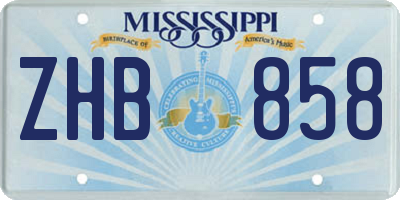 MS license plate ZHB858