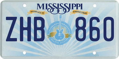MS license plate ZHB860