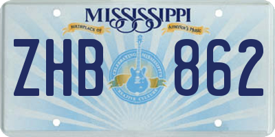 MS license plate ZHB862