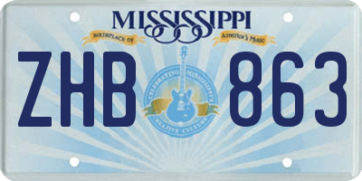 MS license plate ZHB863