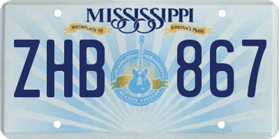 MS license plate ZHB867