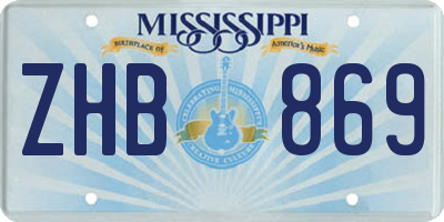 MS license plate ZHB869