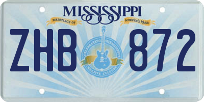 MS license plate ZHB872