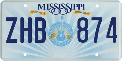 MS license plate ZHB874