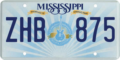 MS license plate ZHB875