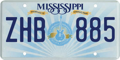 MS license plate ZHB885