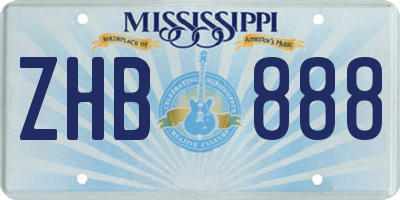 MS license plate ZHB888