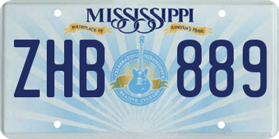 MS license plate ZHB889