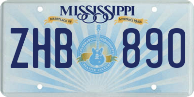 MS license plate ZHB890