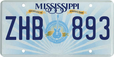 MS license plate ZHB893
