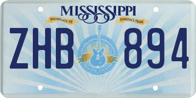 MS license plate ZHB894