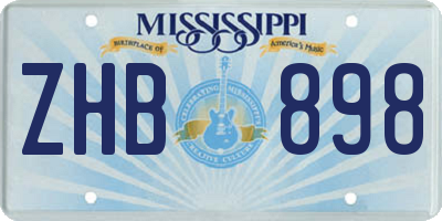 MS license plate ZHB898