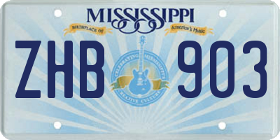 MS license plate ZHB903