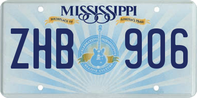 MS license plate ZHB906