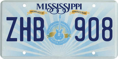 MS license plate ZHB908