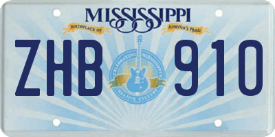 MS license plate ZHB910