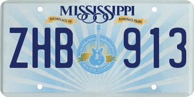 MS license plate ZHB913