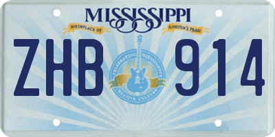 MS license plate ZHB914