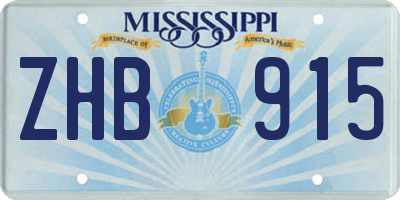 MS license plate ZHB915