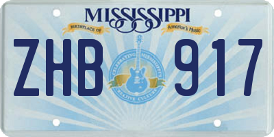 MS license plate ZHB917
