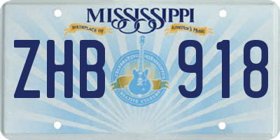 MS license plate ZHB918