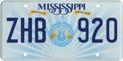 MS license plate ZHB920