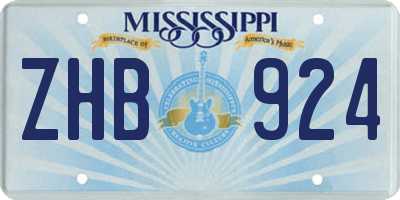 MS license plate ZHB924
