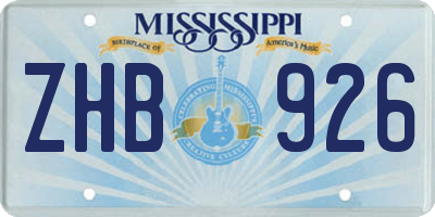MS license plate ZHB926