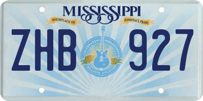 MS license plate ZHB927