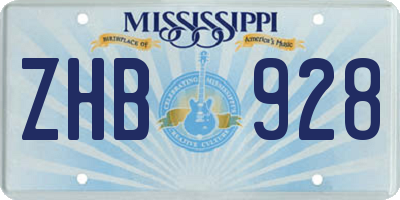 MS license plate ZHB928