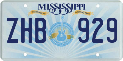 MS license plate ZHB929