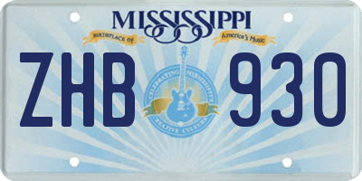 MS license plate ZHB930