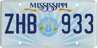 MS license plate ZHB933