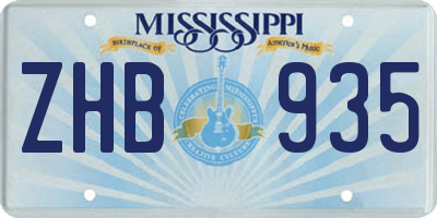 MS license plate ZHB935
