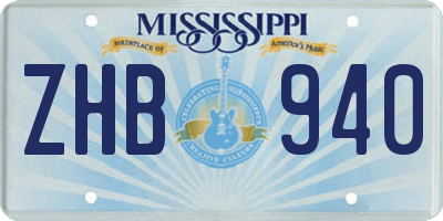 MS license plate ZHB940