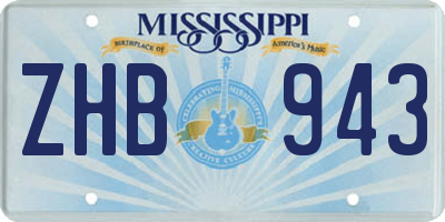 MS license plate ZHB943