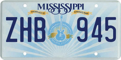 MS license plate ZHB945