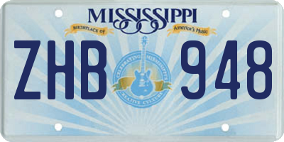 MS license plate ZHB948