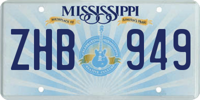 MS license plate ZHB949