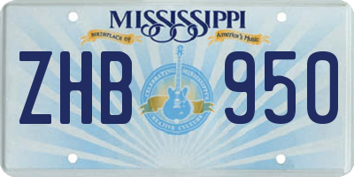 MS license plate ZHB950