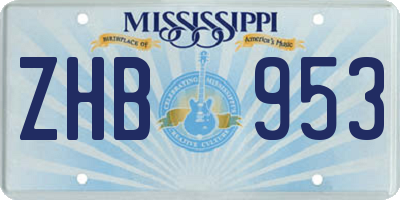 MS license plate ZHB953