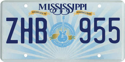 MS license plate ZHB955